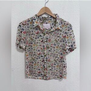 Anthropologie electric love light insect butterfly button down short sleeve
